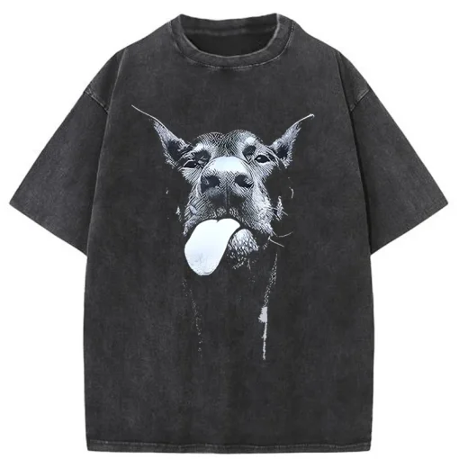 Camiseta gótica para hombre con estampado de perro