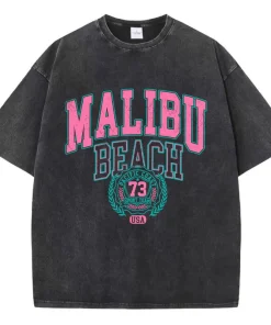 Camiseta lavada Malibu Beach algodón mujer