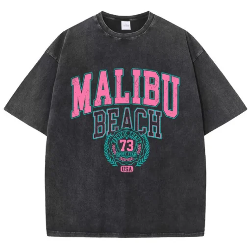 Camiseta lavada Malibu Beach algodón mujer