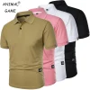 Camiseta polo lisa de manga corta para hombre