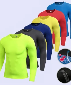 Camisetas de Deporte Ajustadas con Manga Larga Para Hombres