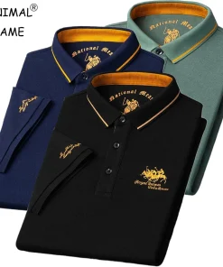 Camisetas de polo bordadas de lujo para hombre de verano, mangas cortas