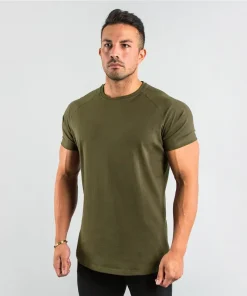 Camisetas lisas de algodón, camisetas para hombre, fitness, manga corta, trote muscular, culturismo, ropa de gimnasio, camiseta entallada