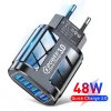 Car. rápida QC3.0 48W 4USB UE