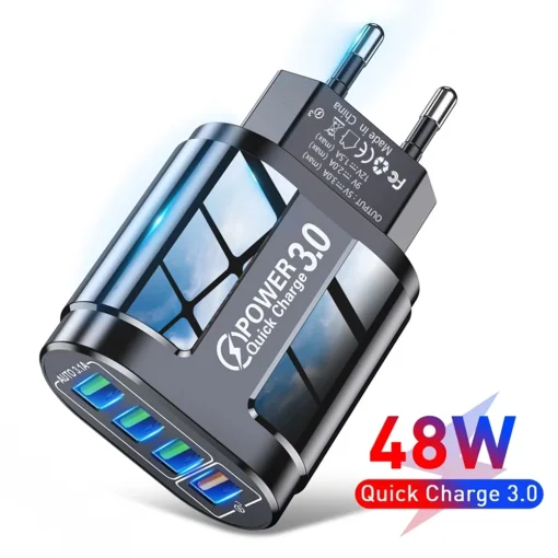 Car. rápida QC3.0 48W 4USB UE