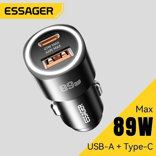 Caragador coche USB C 89W PD QC