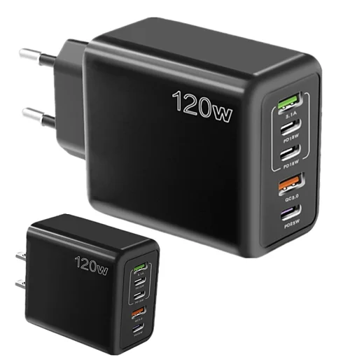 Cargador PD 120W 5 puertos USB carga rápida PD QC3.0