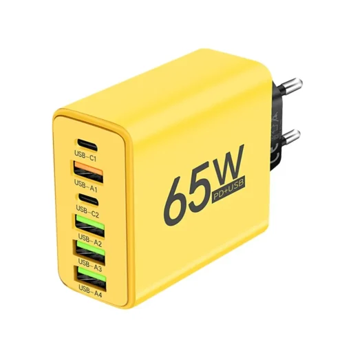 Cargador USB C 6 Puertos 65W Carga Rápida