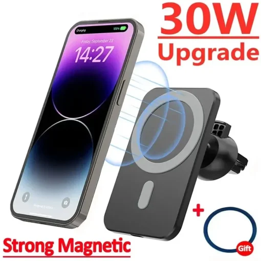 Cargador inalámbrico magnético para coche 30W para iPhone