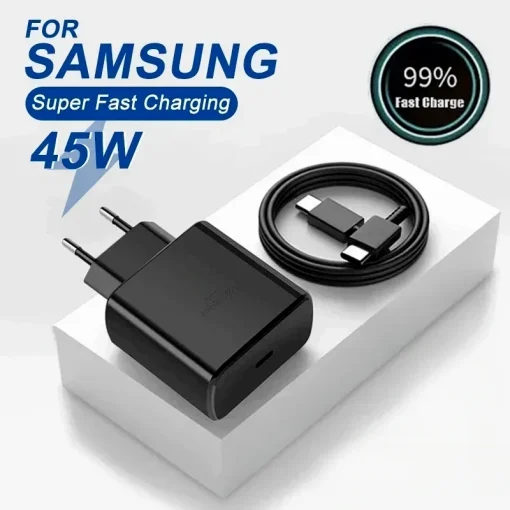 Cargador rápido mural USB C Super Fast de 45 W PD para Samsung