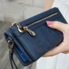 Cartera de cuero mate para mujer de gran capacidad