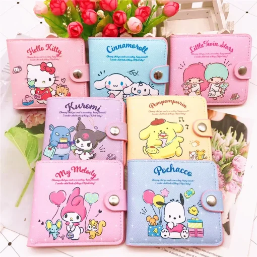 Cartera de monedas y tarjetas de Sanrio con botones