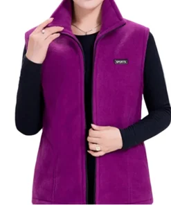 Chaleco de felpa polar de otoño para mujer, talla grande