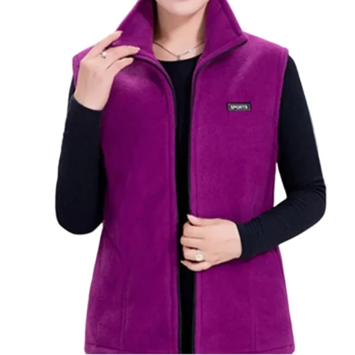 Chaleco de felpa polar de otoño para mujer, talla grande