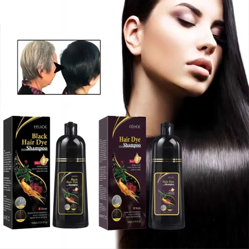 Champú, tinte para el cabello gris y blanco