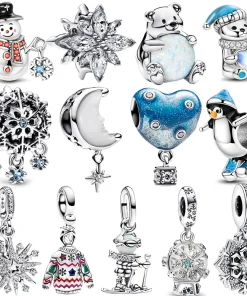 Colgante de pingüino de esquí de plata de ley 925 de invierno