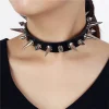 Collar de Gargantilla de Cuero Sintético Punk con Pinchos Largos