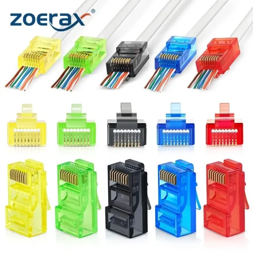 Conectores RJ45 CAT6 de paso, 50 piezas