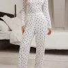 Conjunto de pijama de otoño con volantes de lechuga y lazo