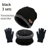 Conjunto de sombrero y guantes de terciopelo cálido de invierno 2 uds + 1 par