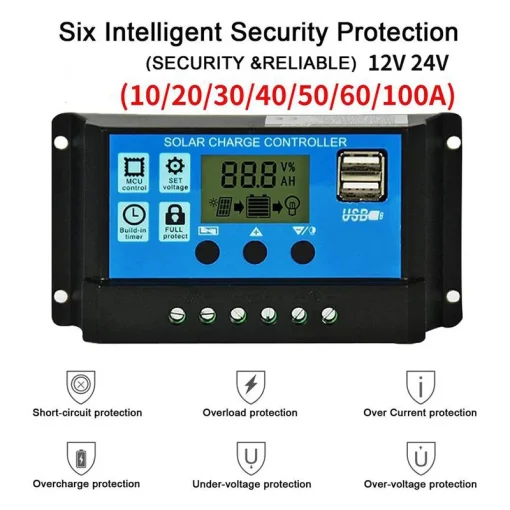 Controlador LCD de carga y descarga solar