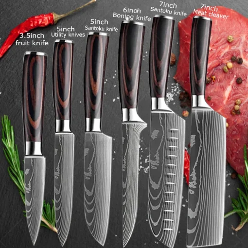 Cuchillo Chef Damasco Set Cuchillos Cocina