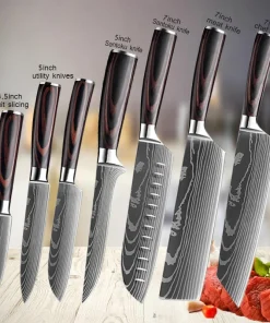 Cuchillos Profesionales de Cocina Damasco Santoku Japonés