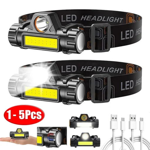 Foco frontal LED COB recargable 1-5PCS