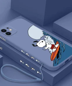 Funda de silicona divertida Snoopy para iPhone 15 14 13 12 11