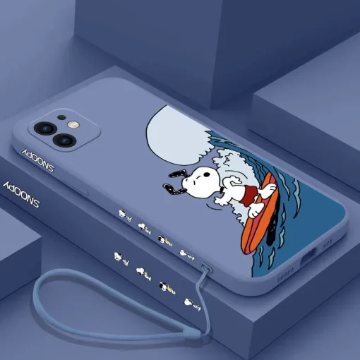 Funda de silicona divertida Snoopy para iPhone 15 14 13 12 11