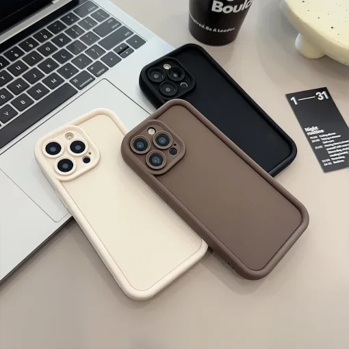 Funda de teléfono elegante marrón beige y negra