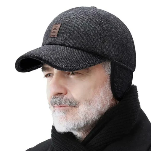 Gorra de béisbol de invierno para hombre con orejeras gruesas y ajustables