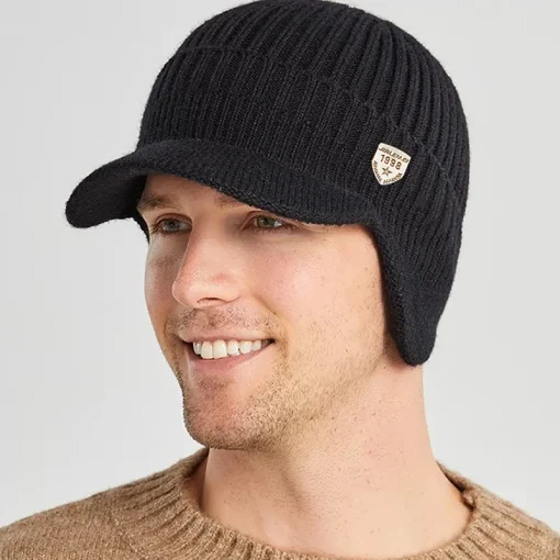 Gorra de invierno para hombre, tejida para ciclismo