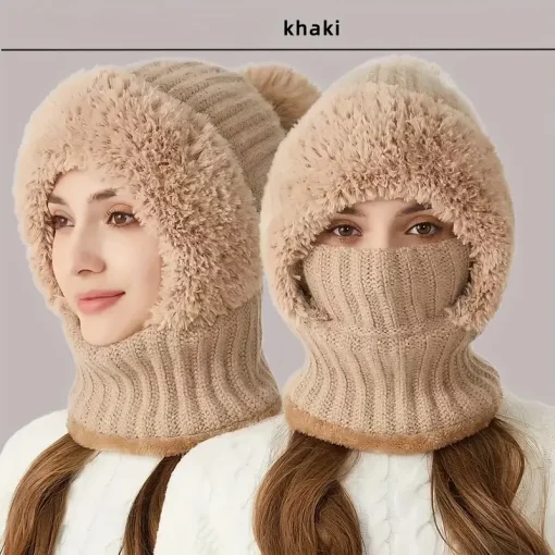 Gorra tejida con forro polar de invierno y orejeras