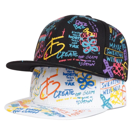 Gorras de béisbol unisex con graffiti de letras