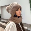 Gorro bufanda de punto cálido de invierno para mujer