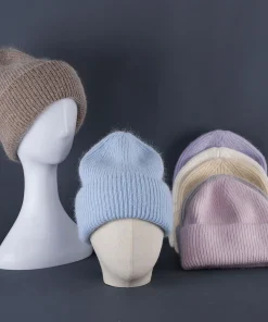 Gorro de invierno suave y cálido de piel de conejo 2024