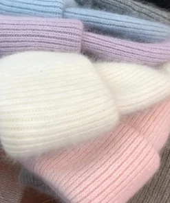 Gorros de mujer de invierno de piel de conejo