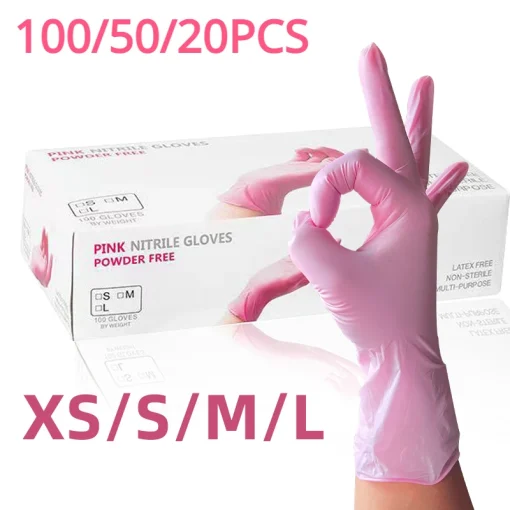 Guantes Nitrilo Rosa Ligeros Desechables