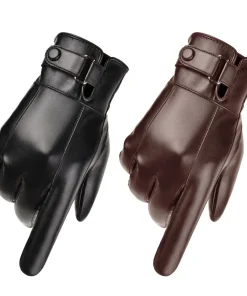 Guantes de cuero genuino de invierno para hombre