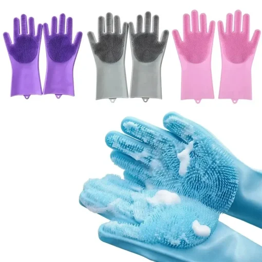 Guantes de silicona mágica para lavar platos y limpiar