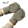 Guantes sin dedos de punto para invierno