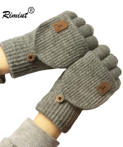 Guantes sin dedos de punto para invierno