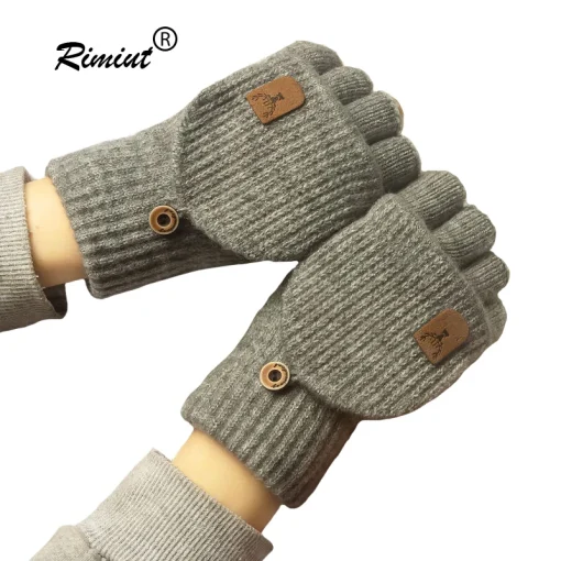 Guantes sin dedos de punto para invierno