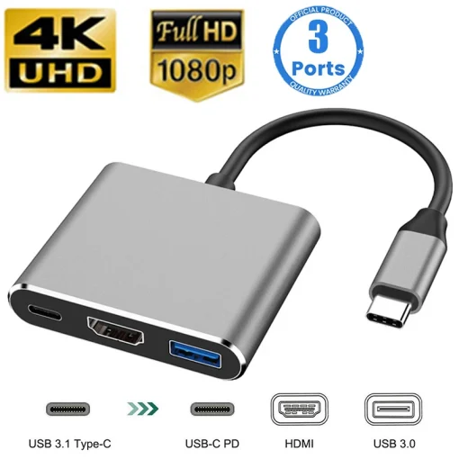 Hub USB 3 en 1 USB-C a HDMI