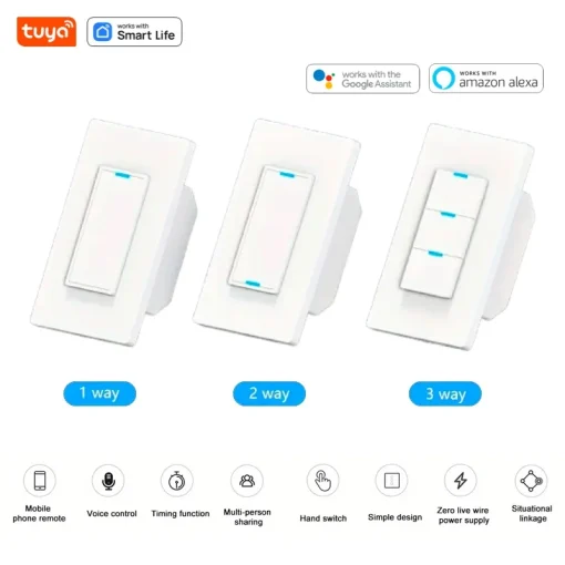 Interruptor de luz inteligente Tuya Wifi, 110-240 V