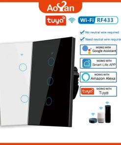 Interruptor de luz inteligente WiFi de pared de EE. UU. Tuya RF433