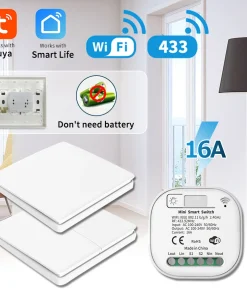 Interruptor de pared inalámbrico Tuya WiFi, autoalimentado, sin pilas