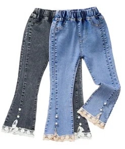 Jeans niñas puntilla cintura elástica