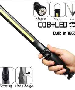 Lámpara de trabajo LED COB recargable USB